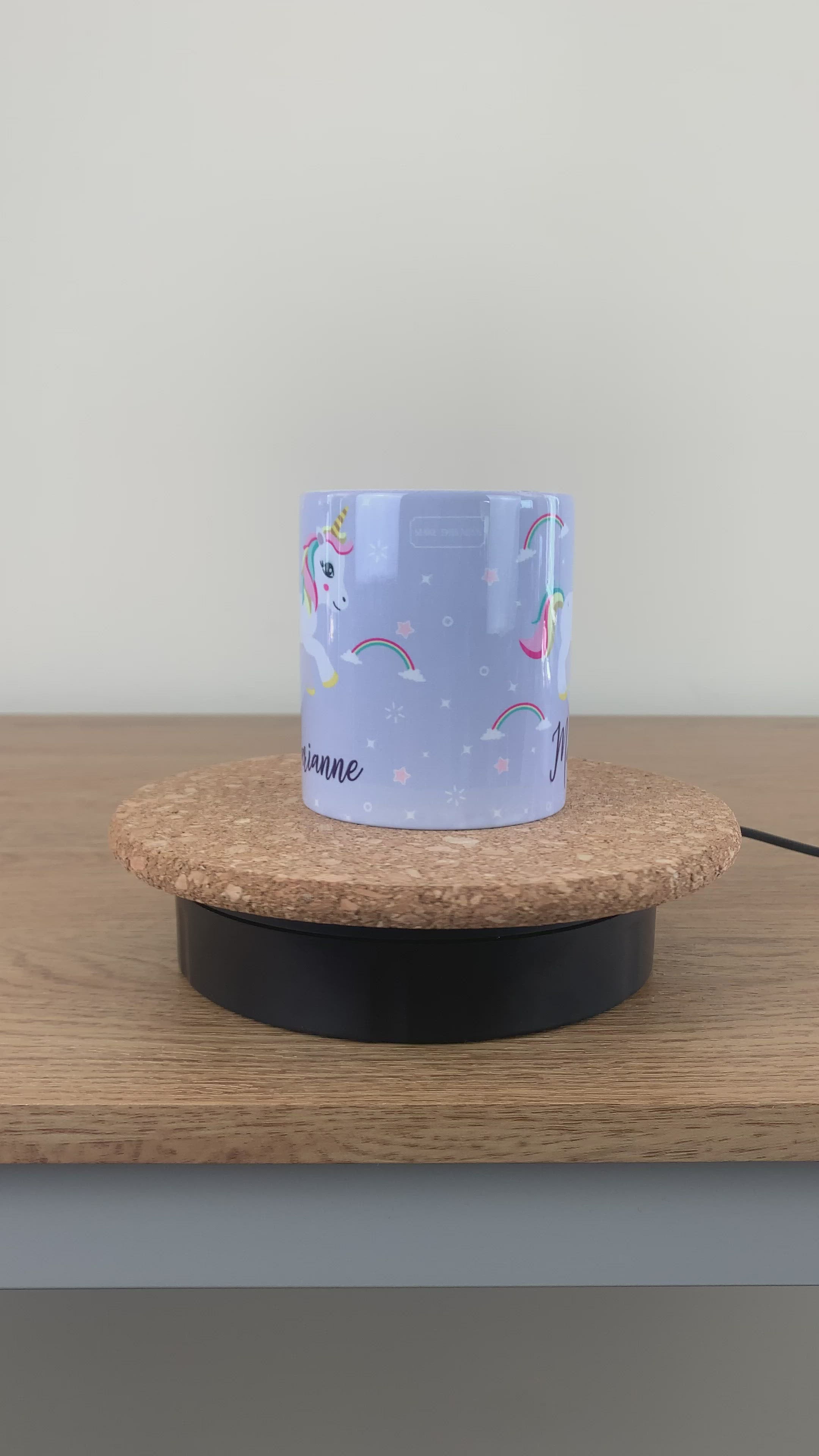 Load video: Children's Unicorn Design 10oz Ceramic Mug