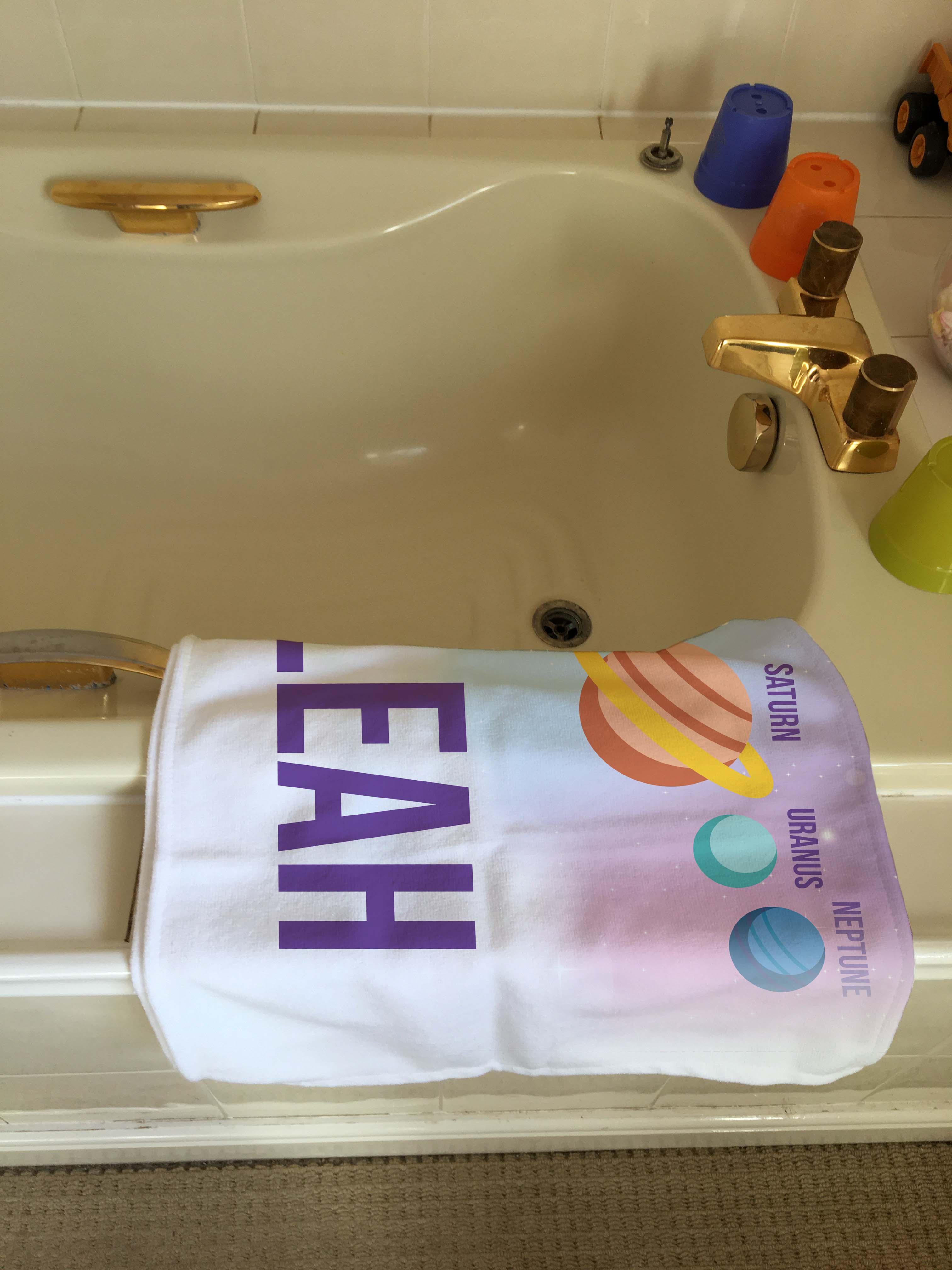 Personalised Children's Towel Pink Planets Solar System