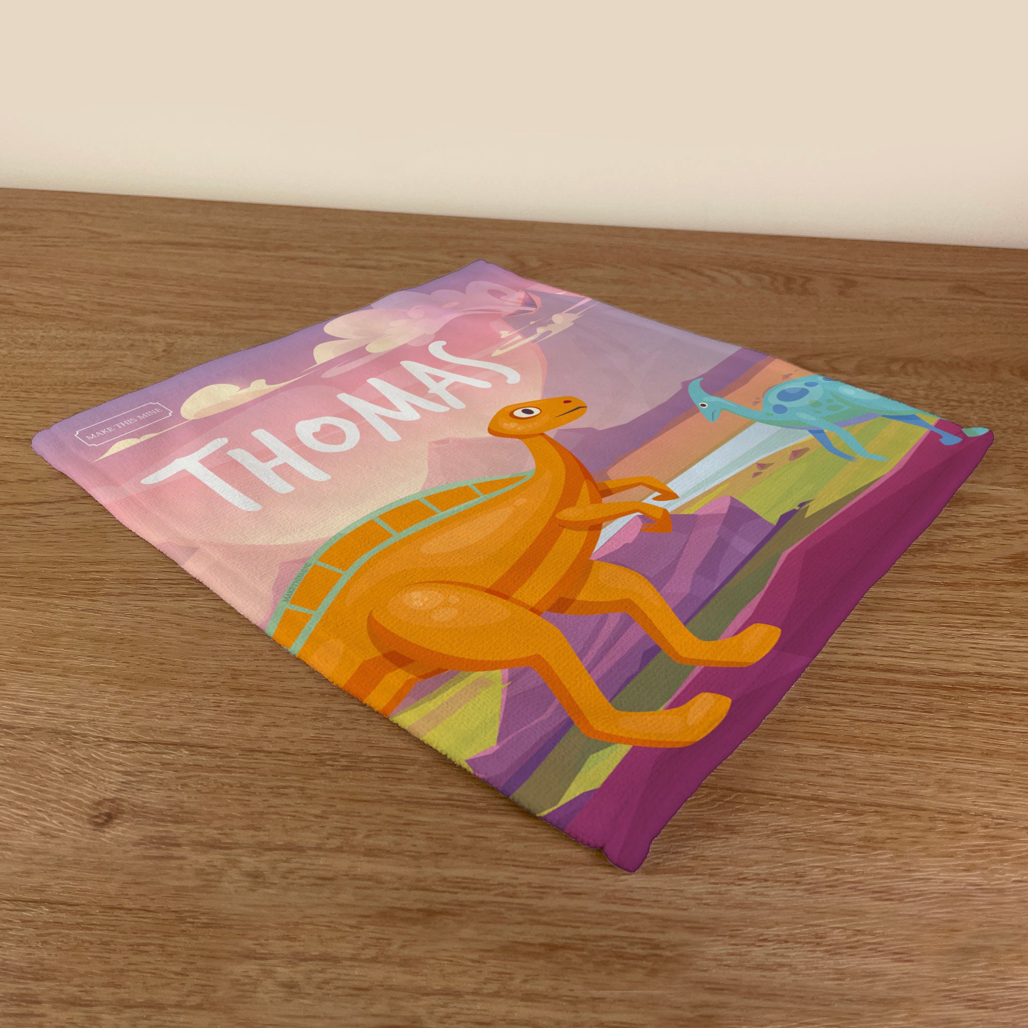Personalised Children's Face Cloth - Pink Dinosaur