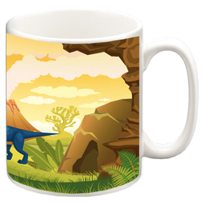 Personalised Children's 10oz Ceramic Mug - Dinosaur Volcano