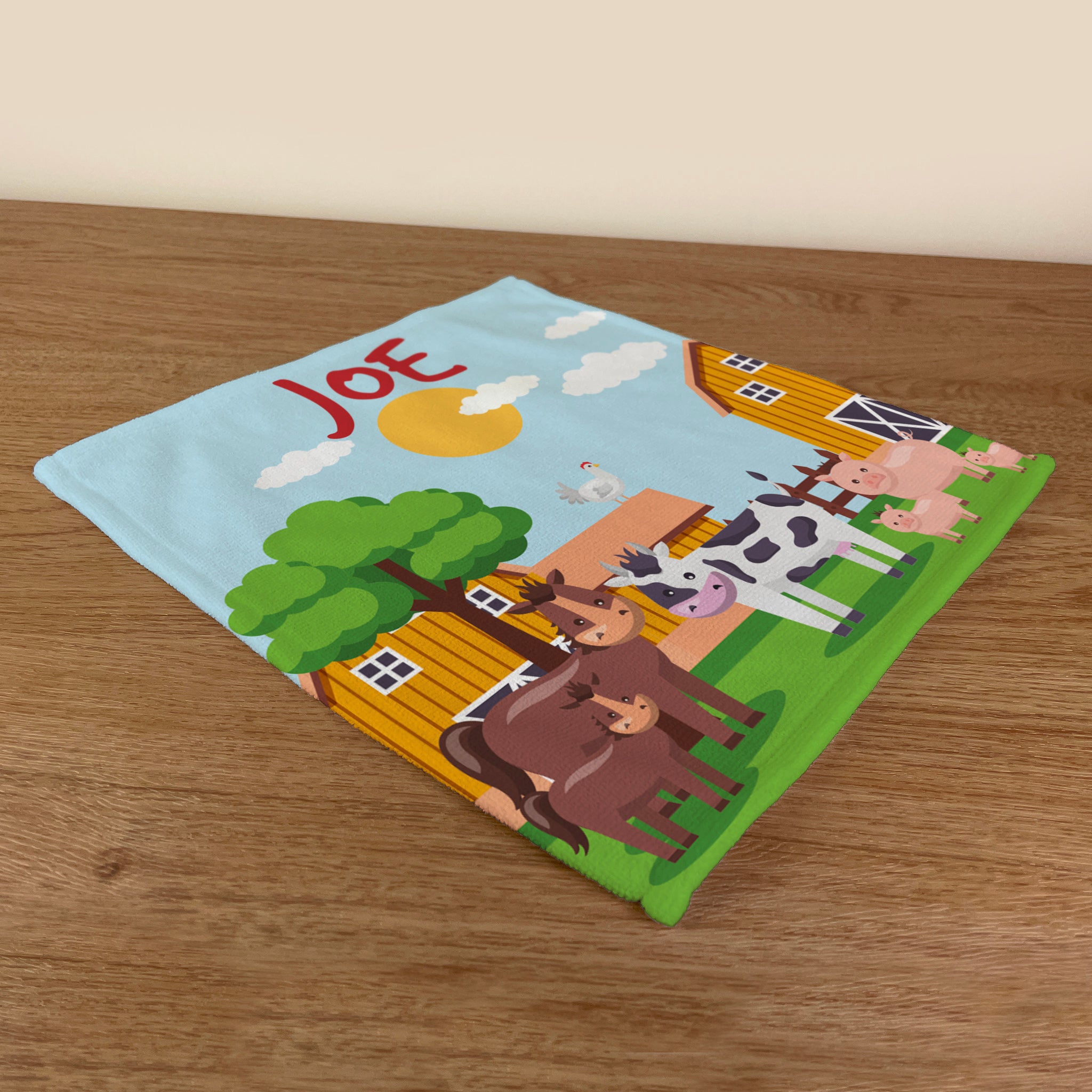 Personalised Children's Face Cloth - Farm