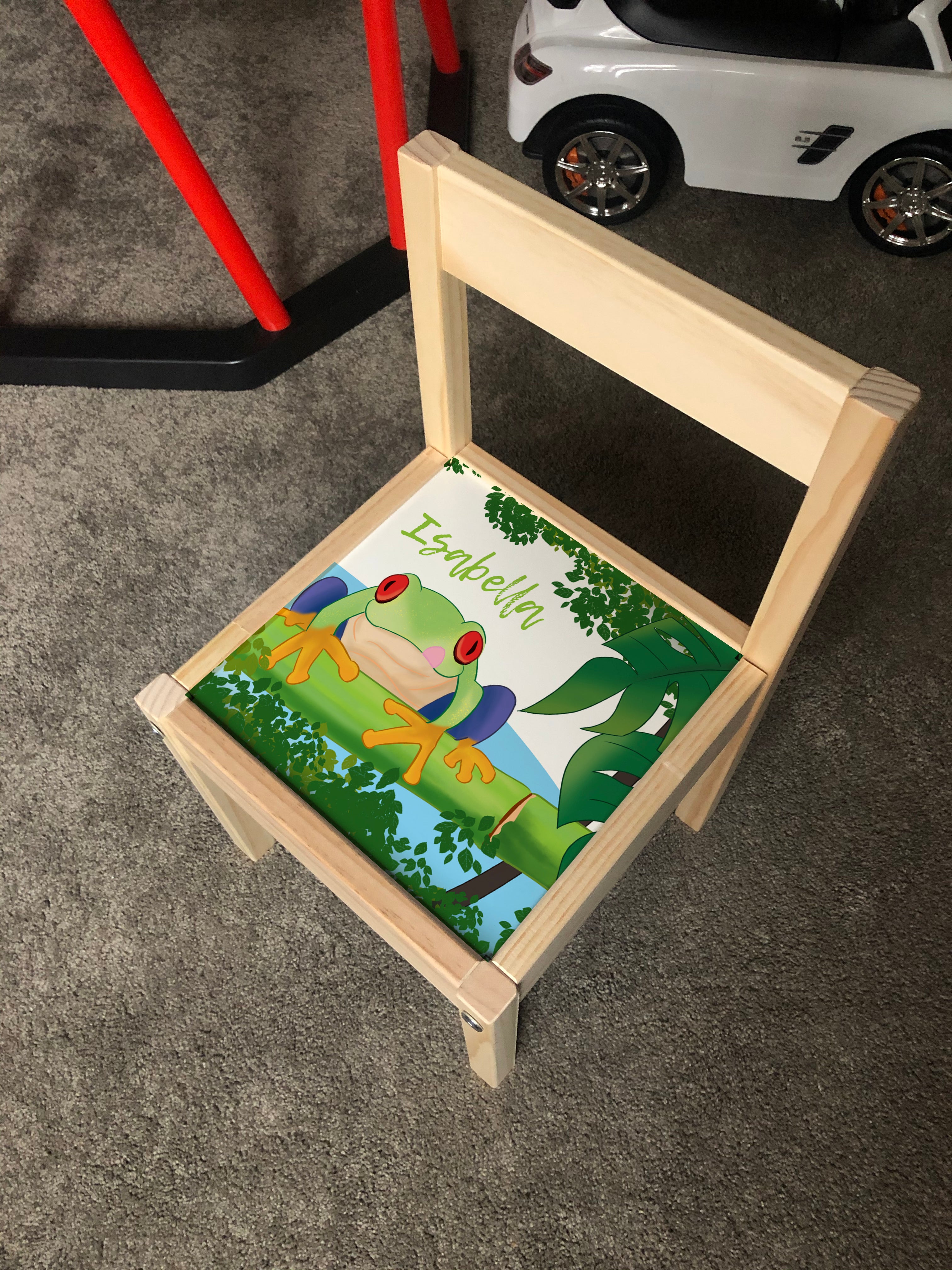 Personalised Children's LATT Wooden Table and 1 Chair Printed Frog