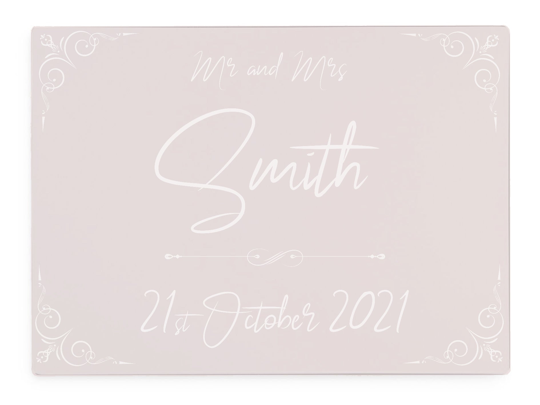Personalised Wedding Pink Glass Worktop Saver