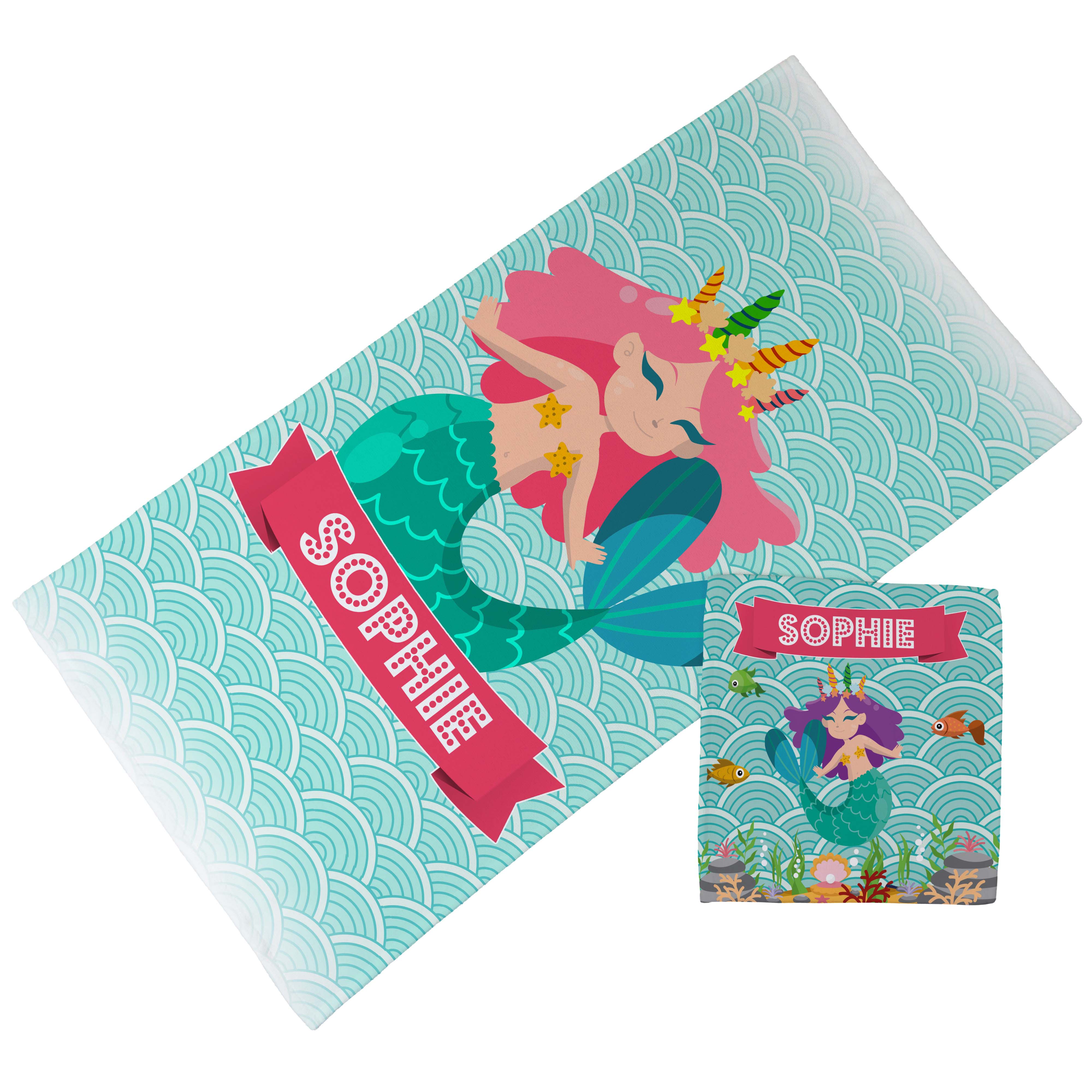 Personalised Children's Towel & Face Cloth Pack - Mermaid