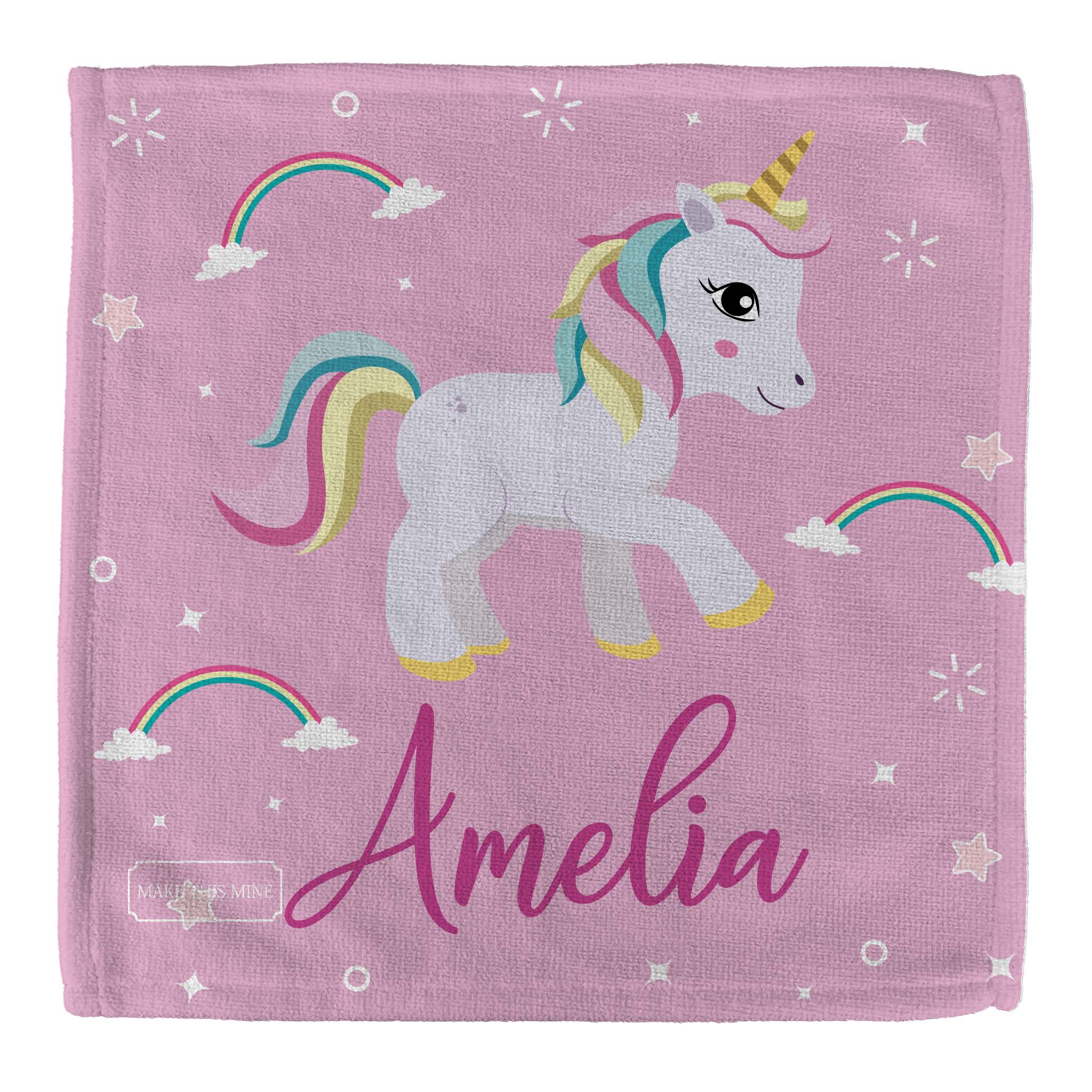 Personalised Children's Face Cloth - Pink Unicorn Sparkle