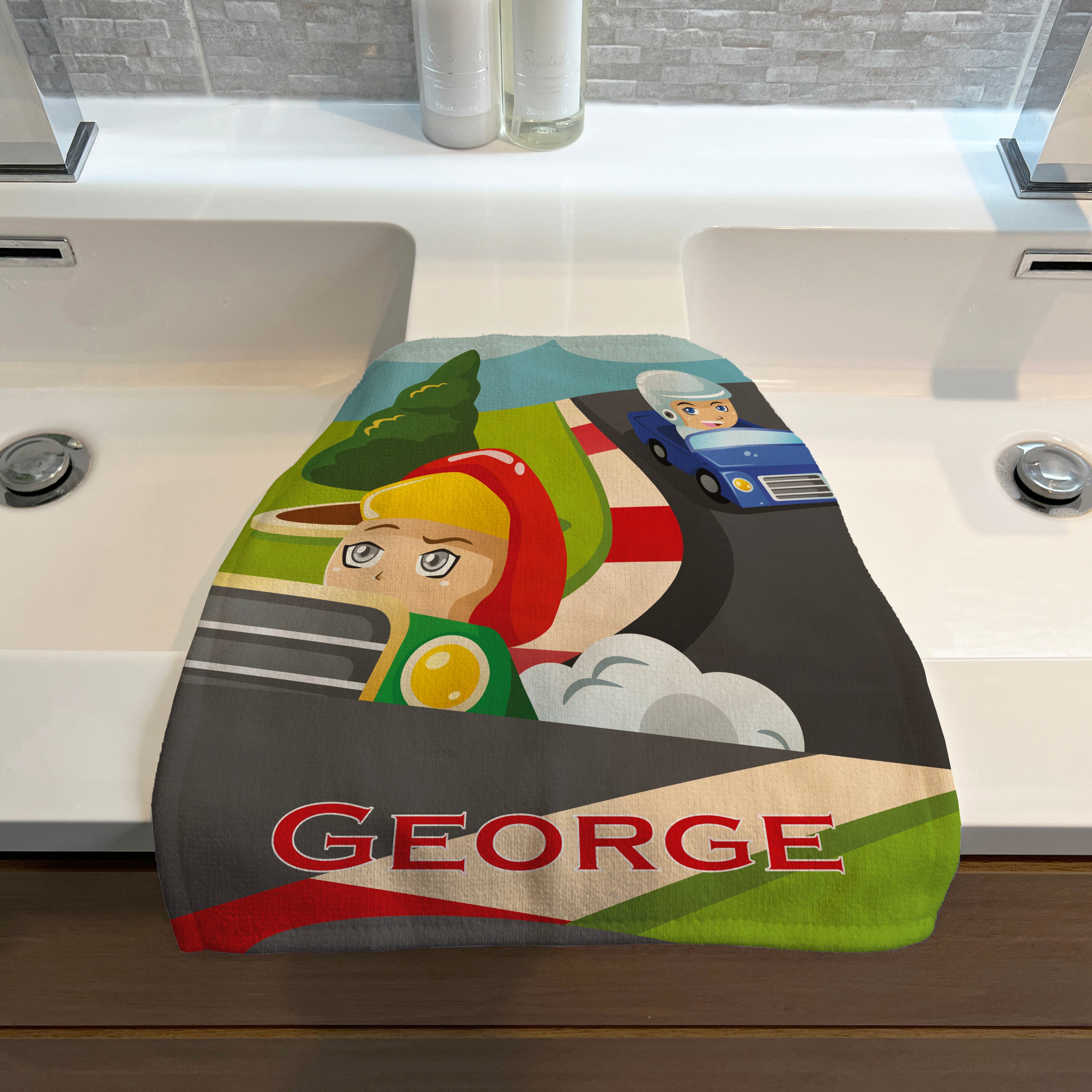 Personalised Children's Towel & Face Cloth Pack - Racecars