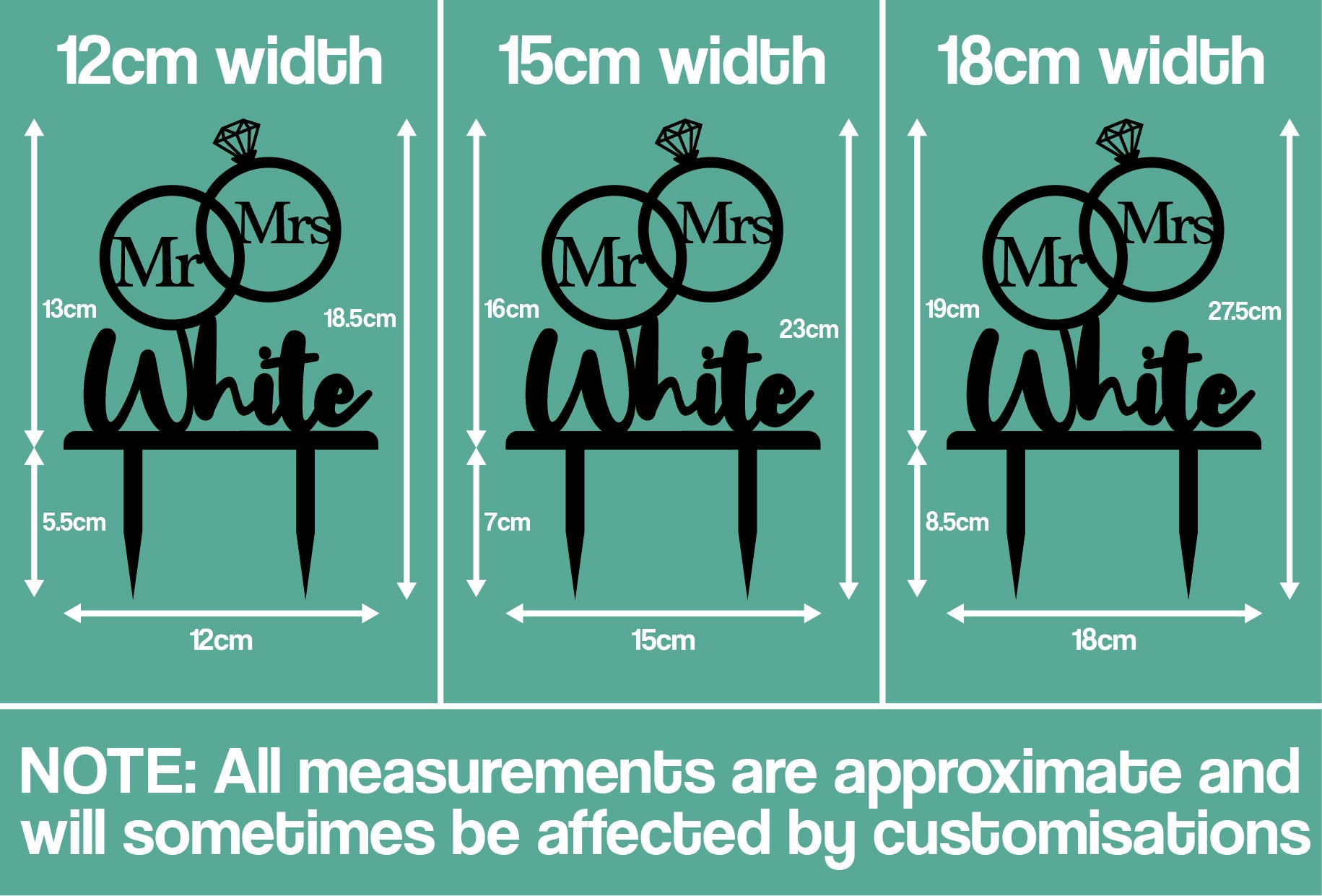 Personalised Perspex Mr and Mrs Rings Wedding Cake Topper