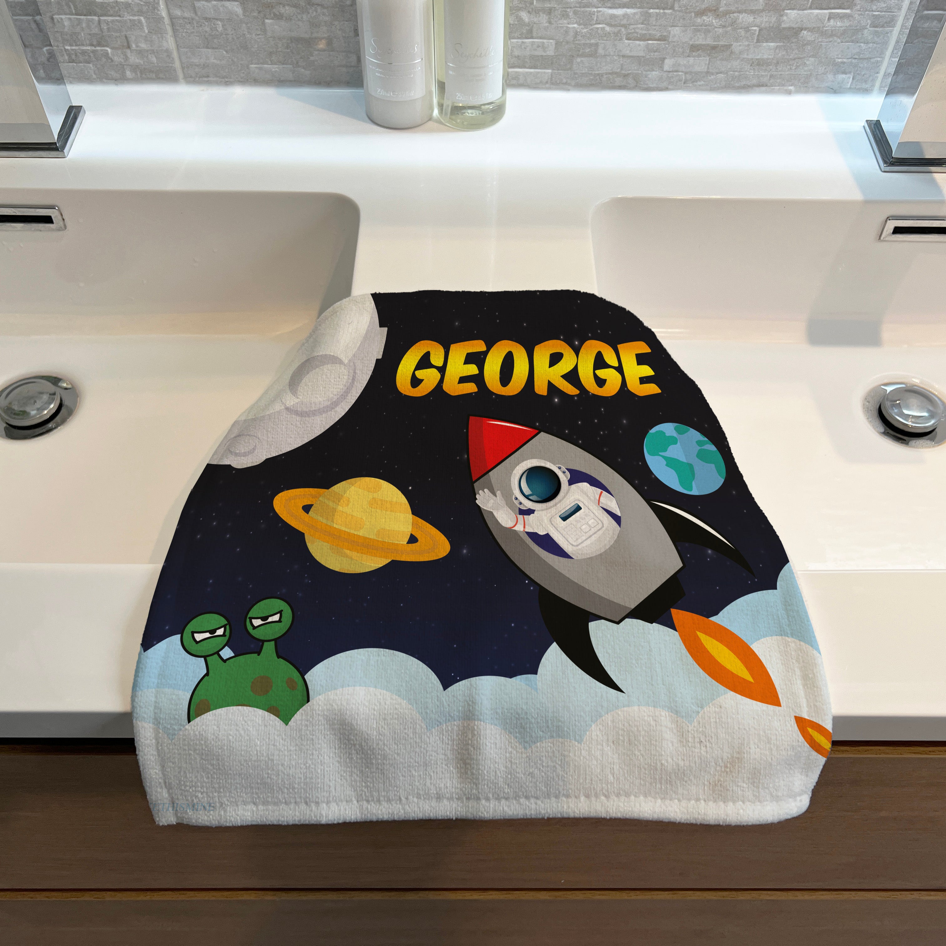 Personalised Children's Towel & Face Cloth Pack - Space