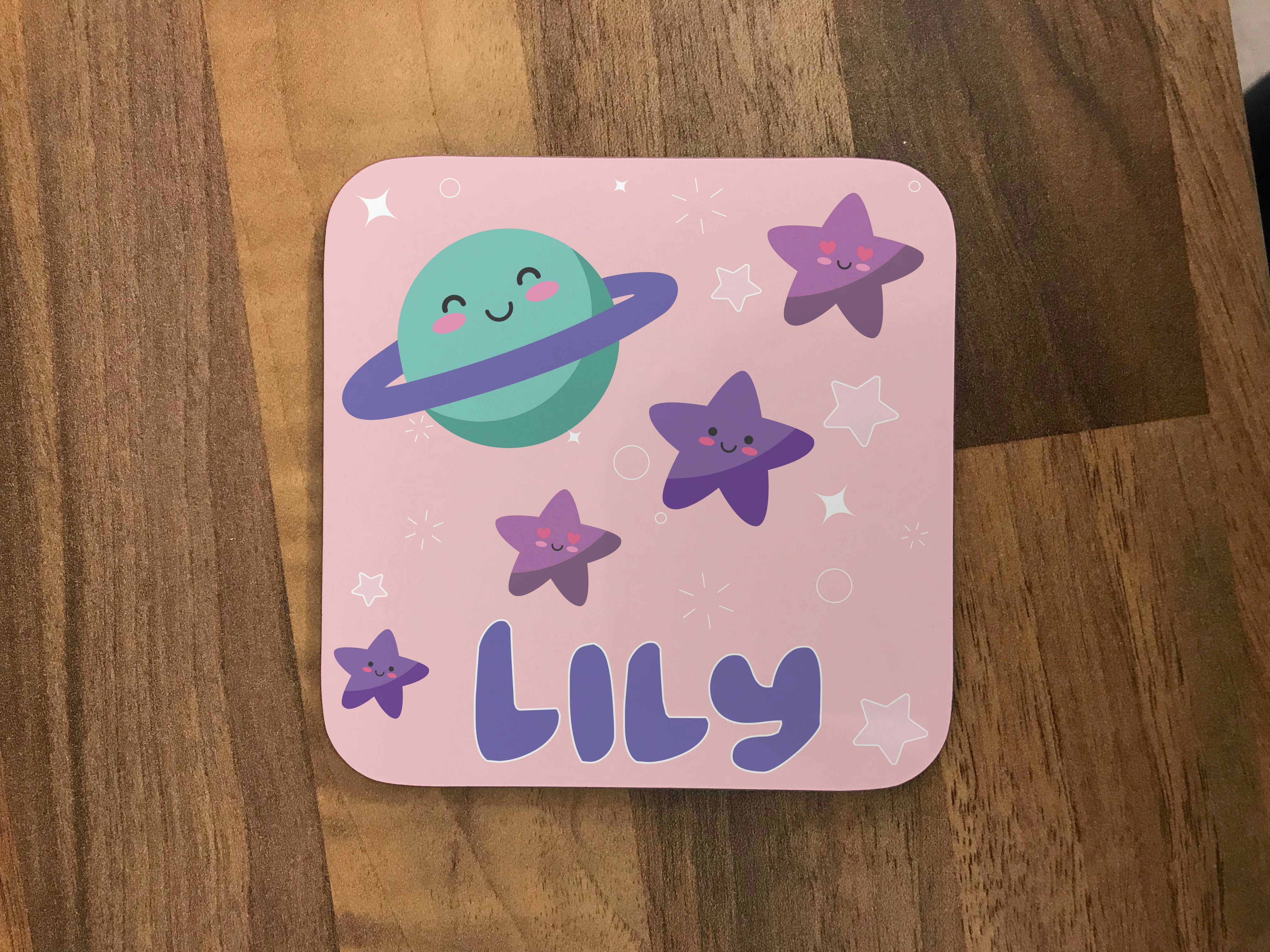 Personalised Children's Mug & Coaster Set - Pink Space