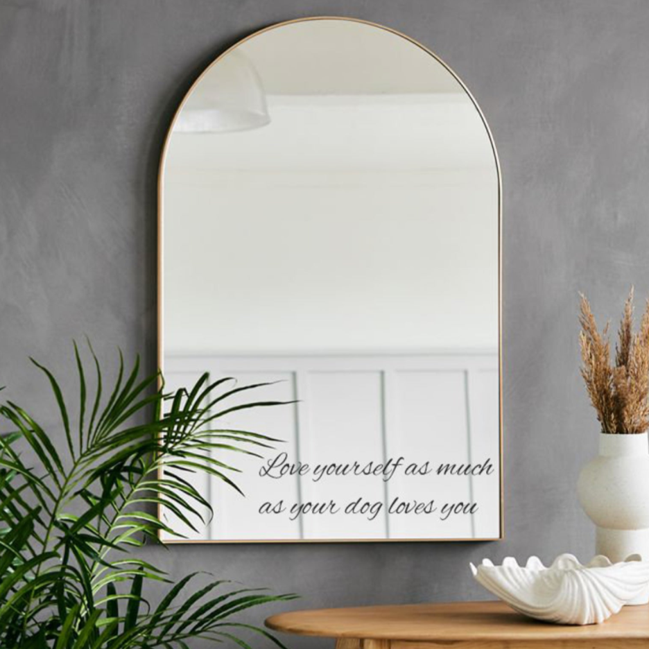 Love Yourself As Much As Your Dog Loves You Black Vinyl Mirror Sticker