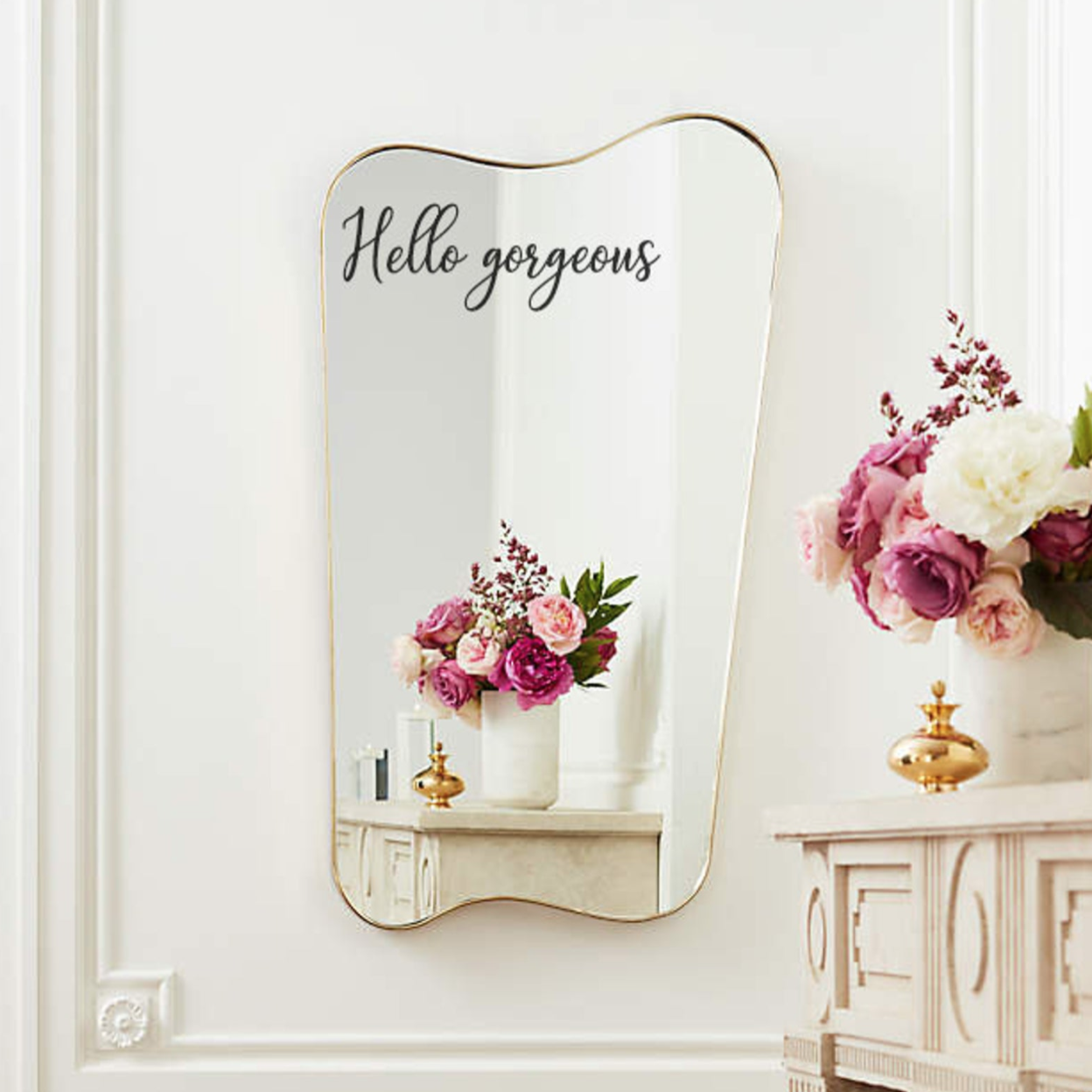Hello Gorgeous Black Vinyl Mirror Sticker