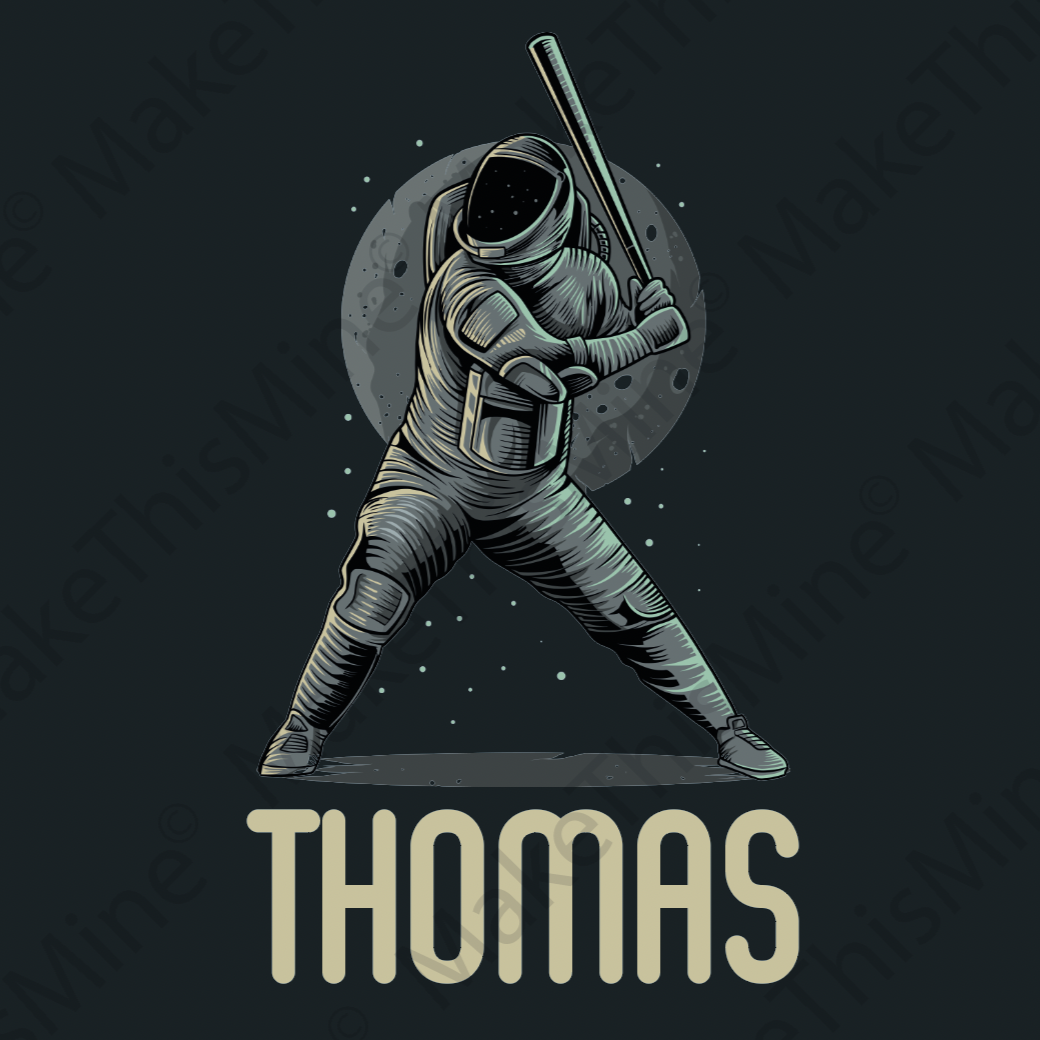 Personalised Stainless Steel Skinny Tumbler & Straw with Astronaut Baseball Design