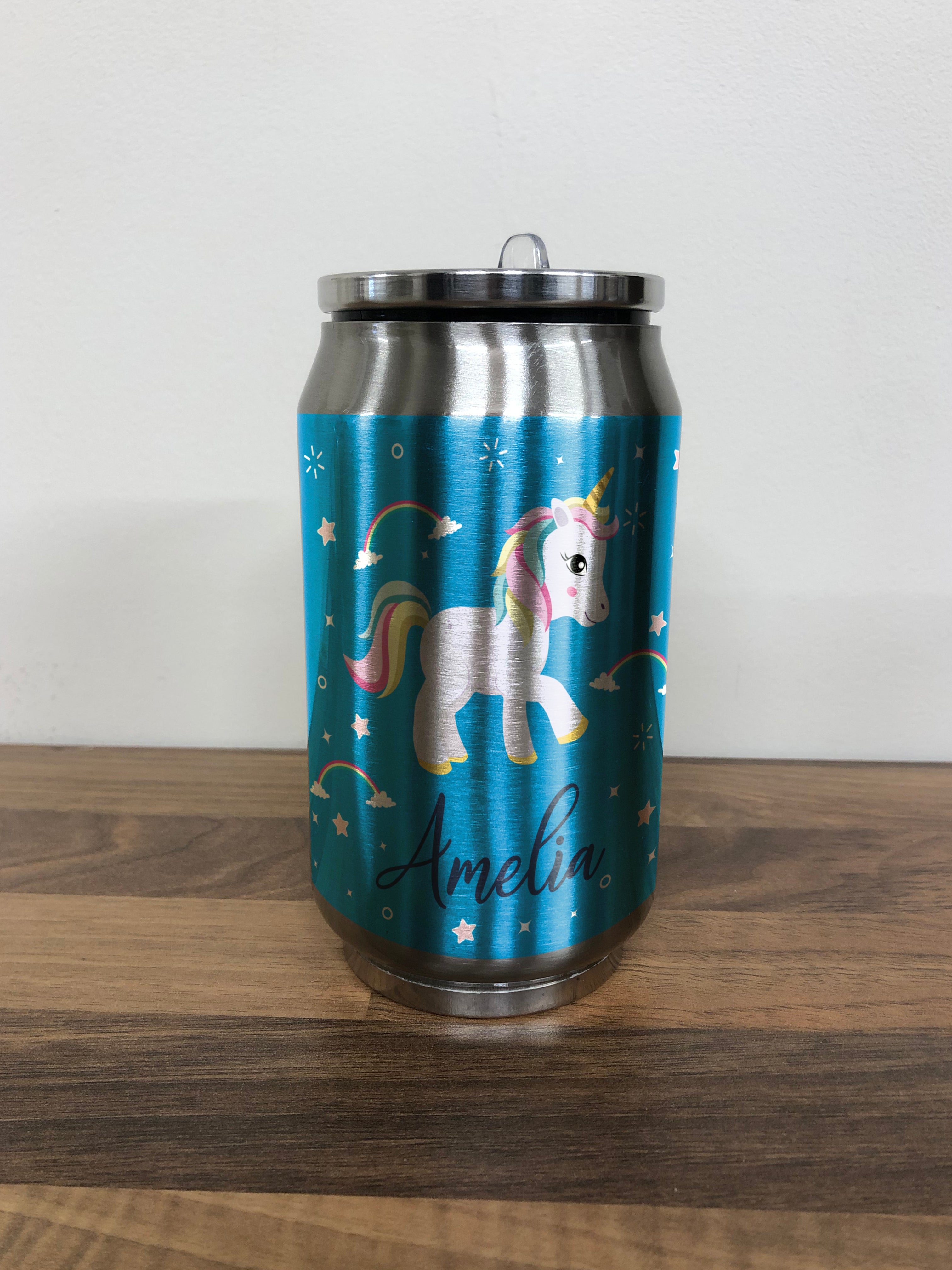 Personalised Children's Unicorn Stainless Steel Drinks Can (280ml)