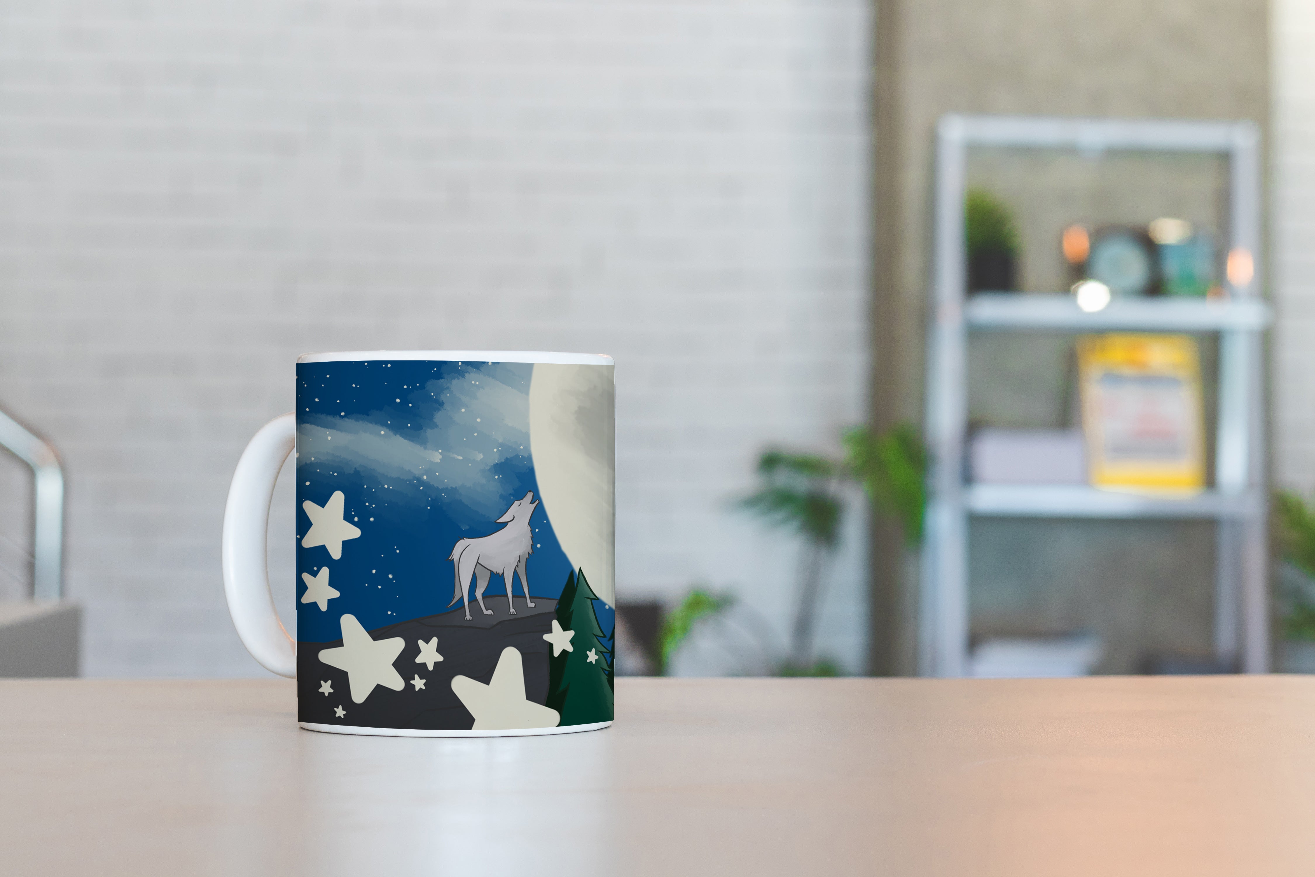 Personalised Children's 11oz Ceramic Mug - Wolf