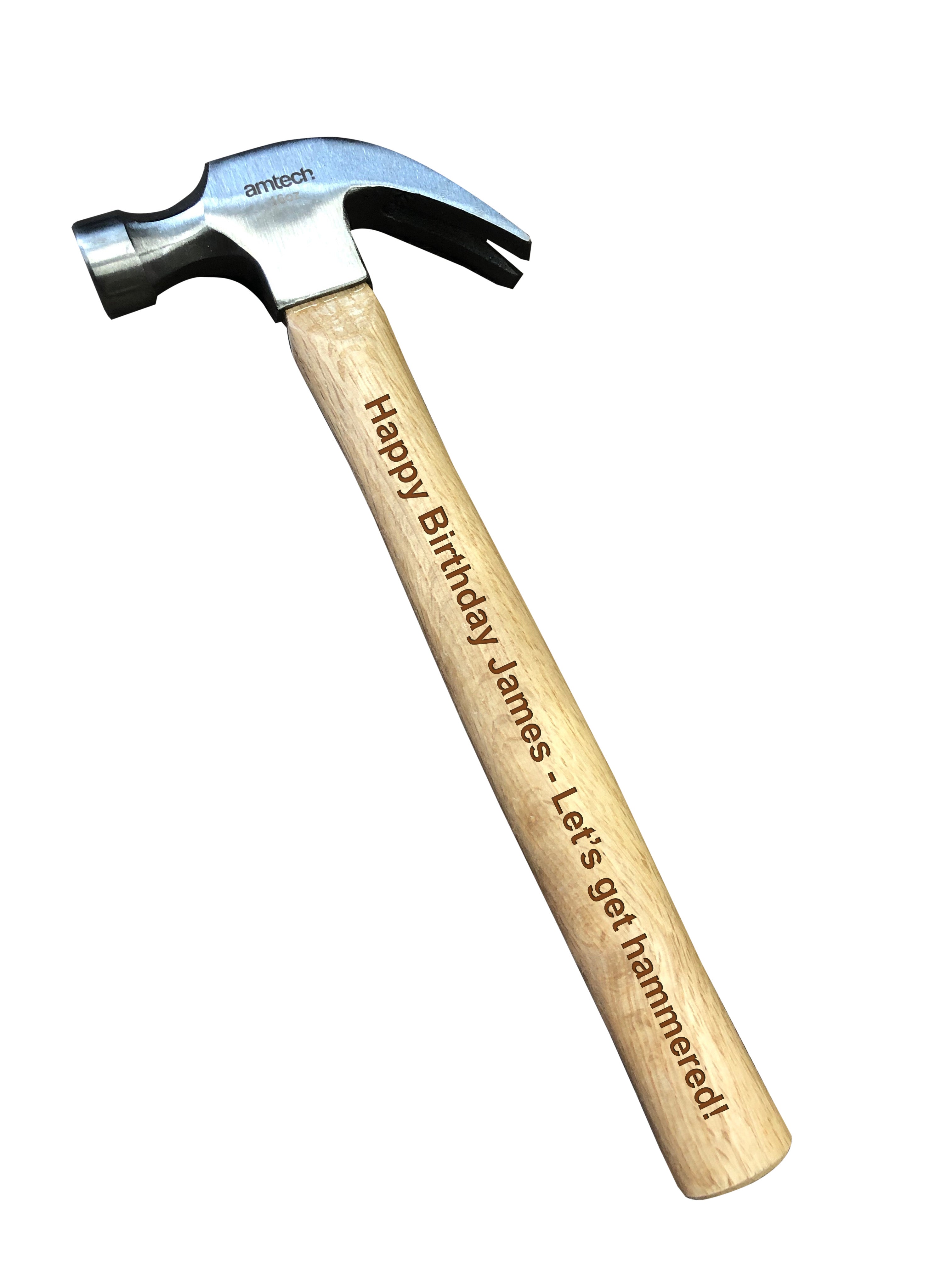 Personalised 16oz Claw Hammer With Wooden Shaft