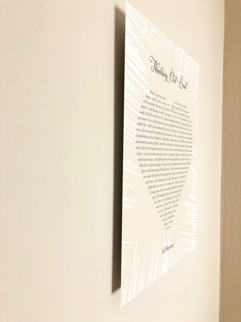 Personalised Aluminium Print Song Lyrics MakeThisMine Make This Mine