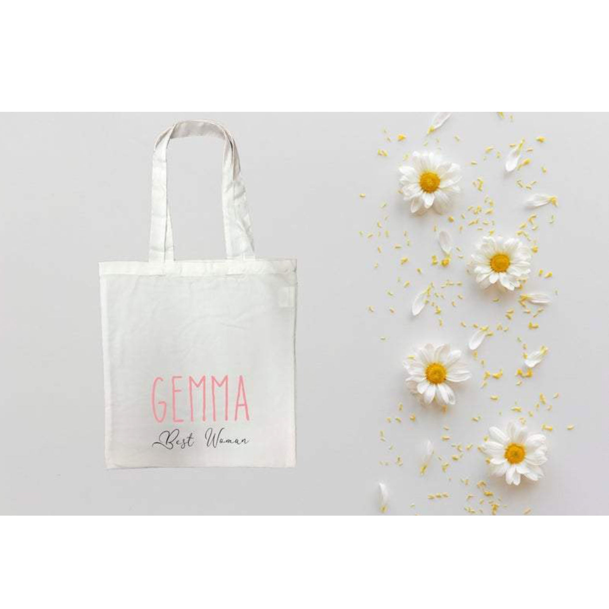 Personalised Best Woman White Tote Bag with Pink Text