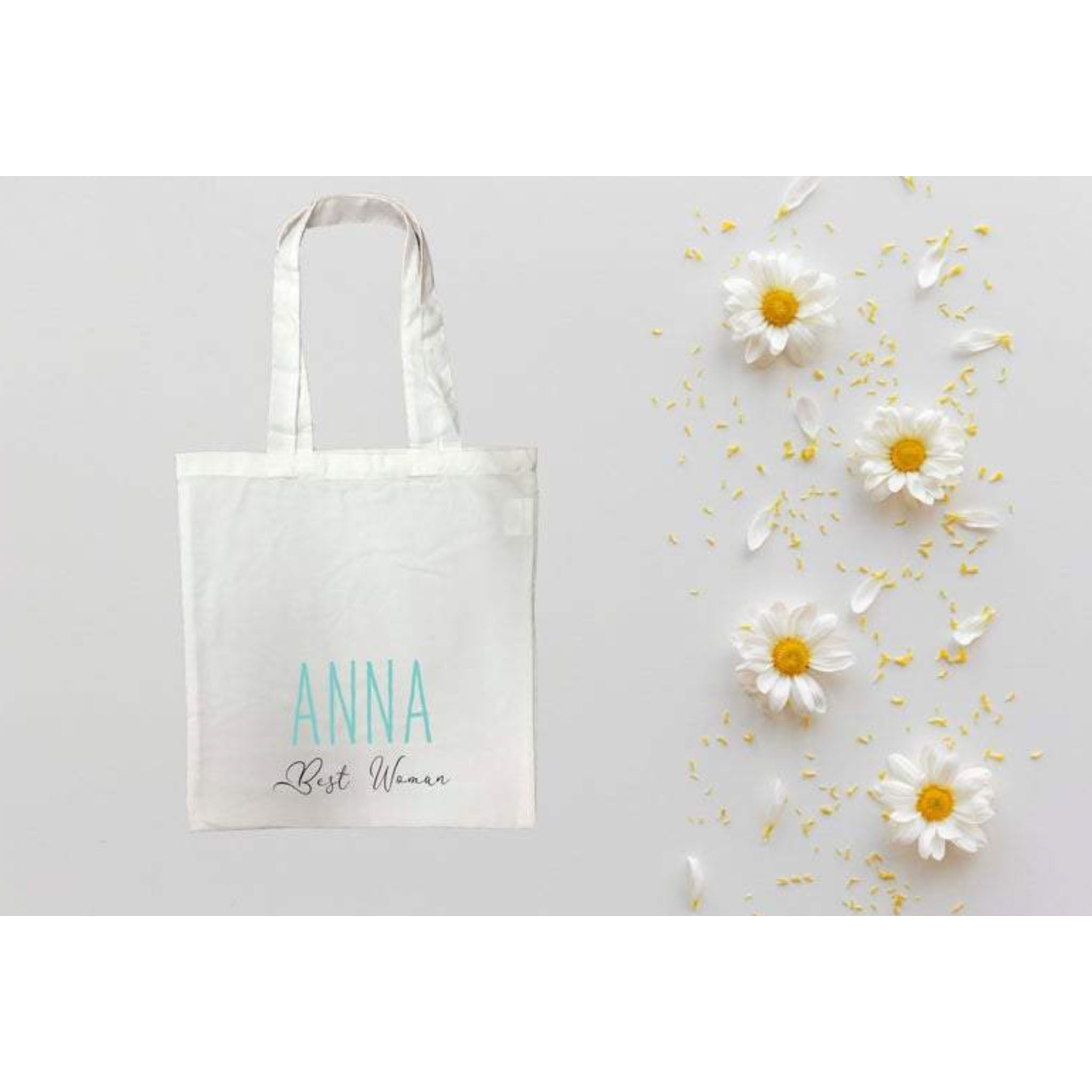 Personalised Best Woman White Tote Bag with Blue Text
