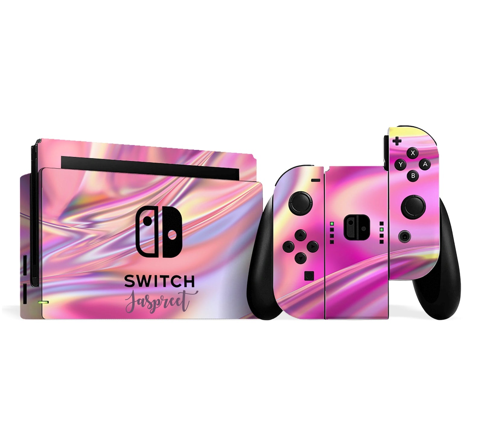 Nintendo Switch Personalised Skin Pink Neon Swirl Design