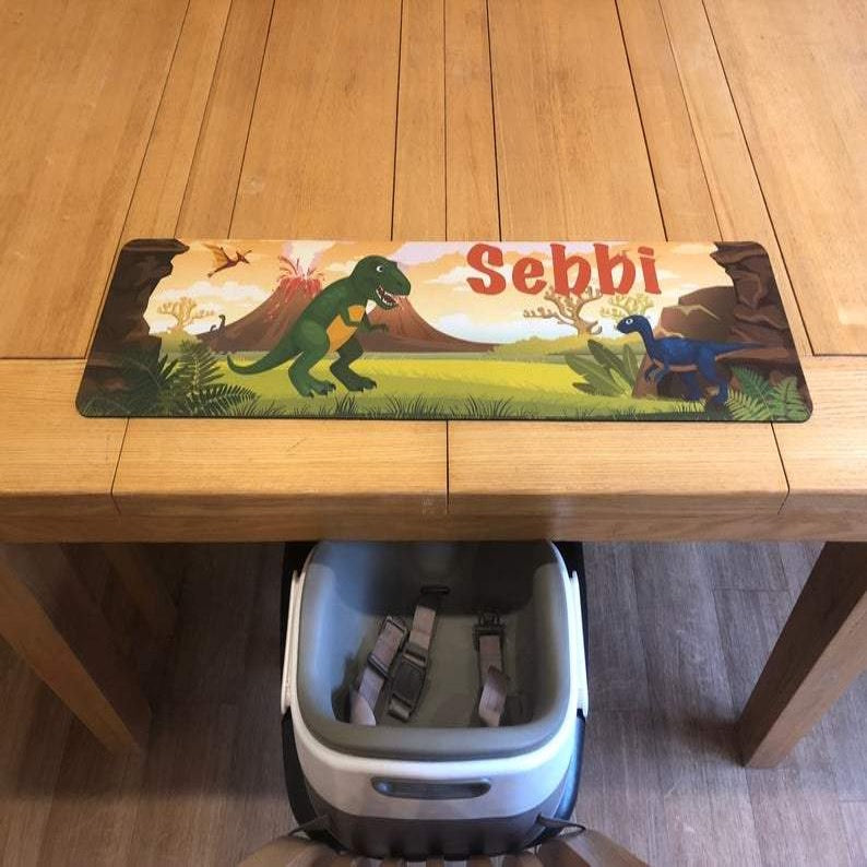 Personalised Children's Neoprene Place Mat - Dinosaur Volcano XXL
