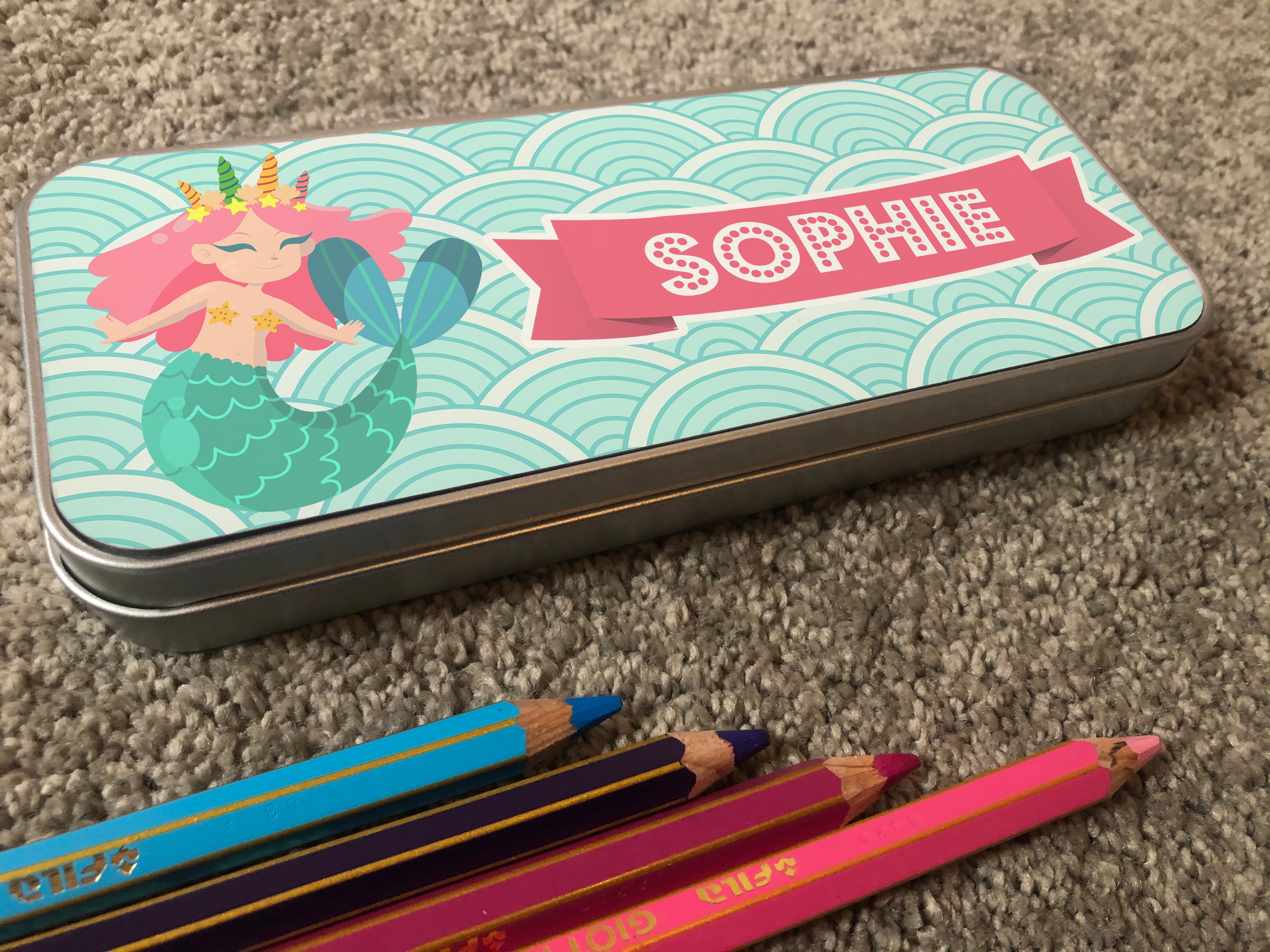 Personalised Mermaid Design Pencil Tin For Childre
