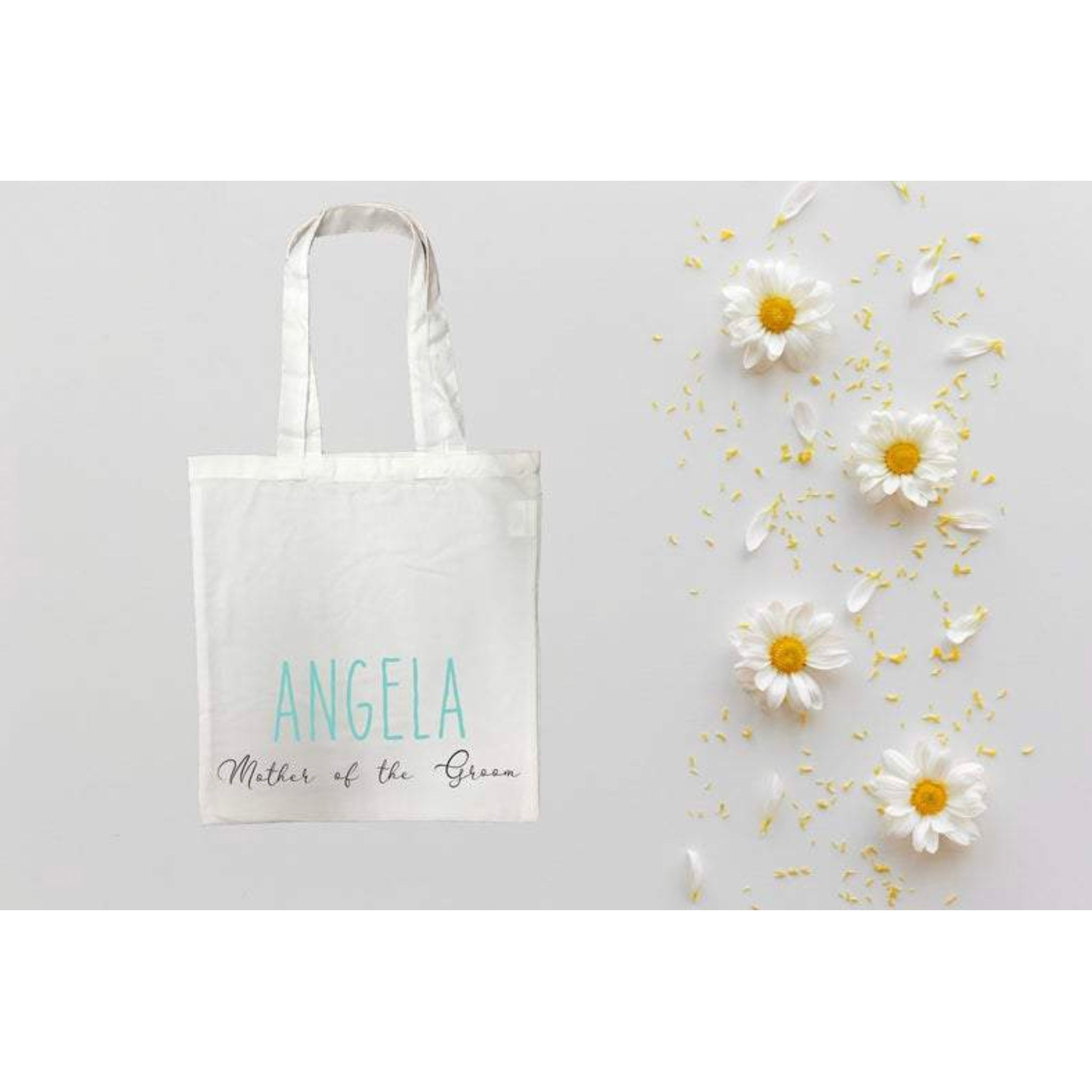 Mother of the Groom Personalised White Tote Bag with Blue Text