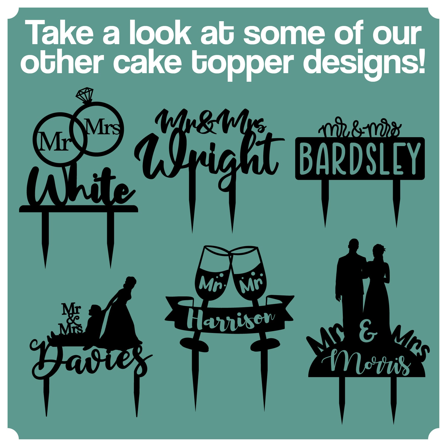 Personalised Perspex Fancy Decorative Font Wedding Cake Topper