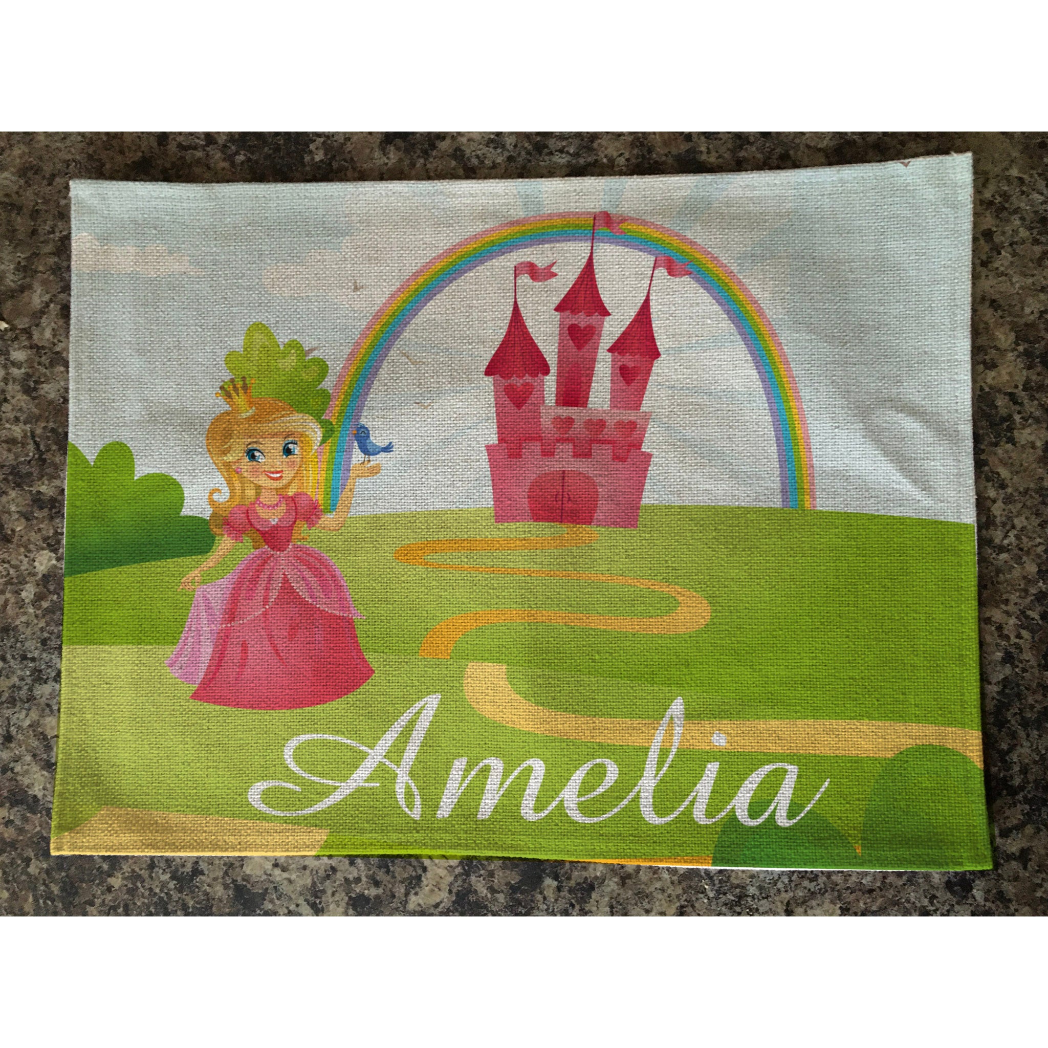 Personalised Kids Linen Placemat Princess