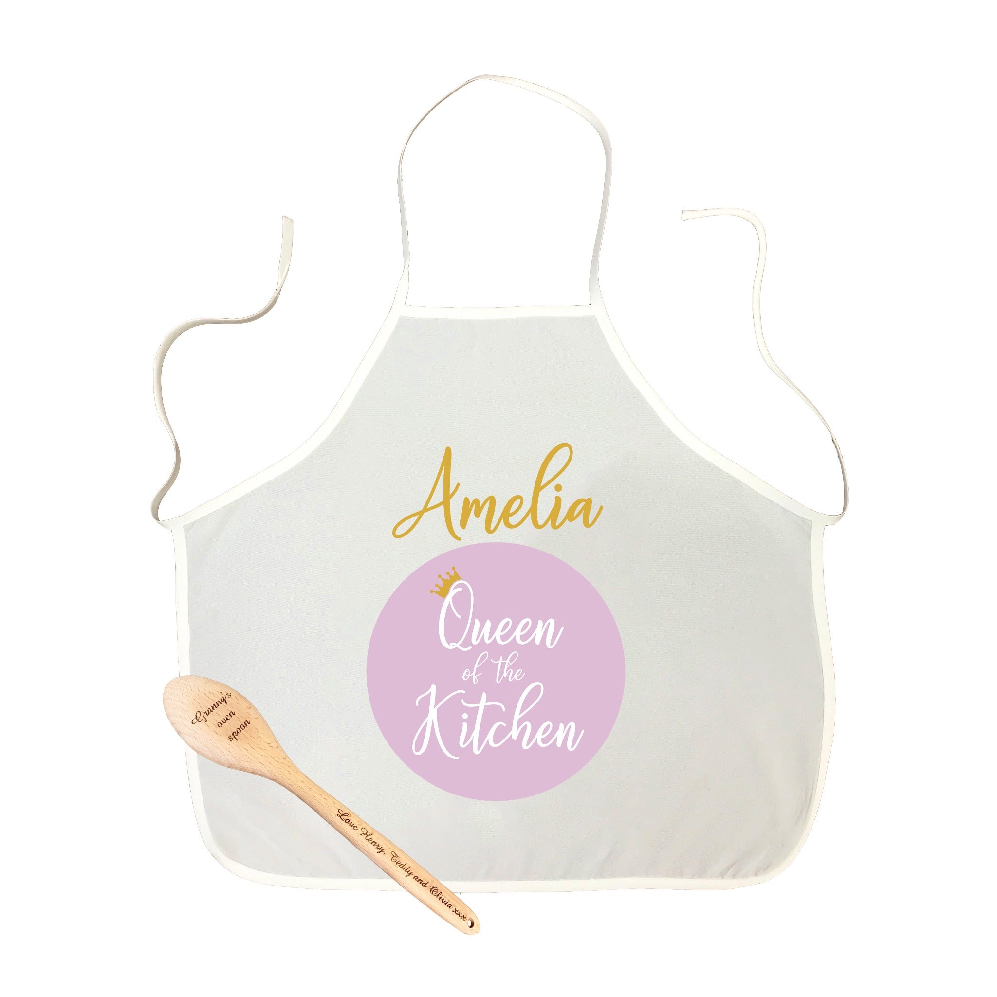 Toddler's Apron & Wooden Spoon Set - Queen of the kitchen
