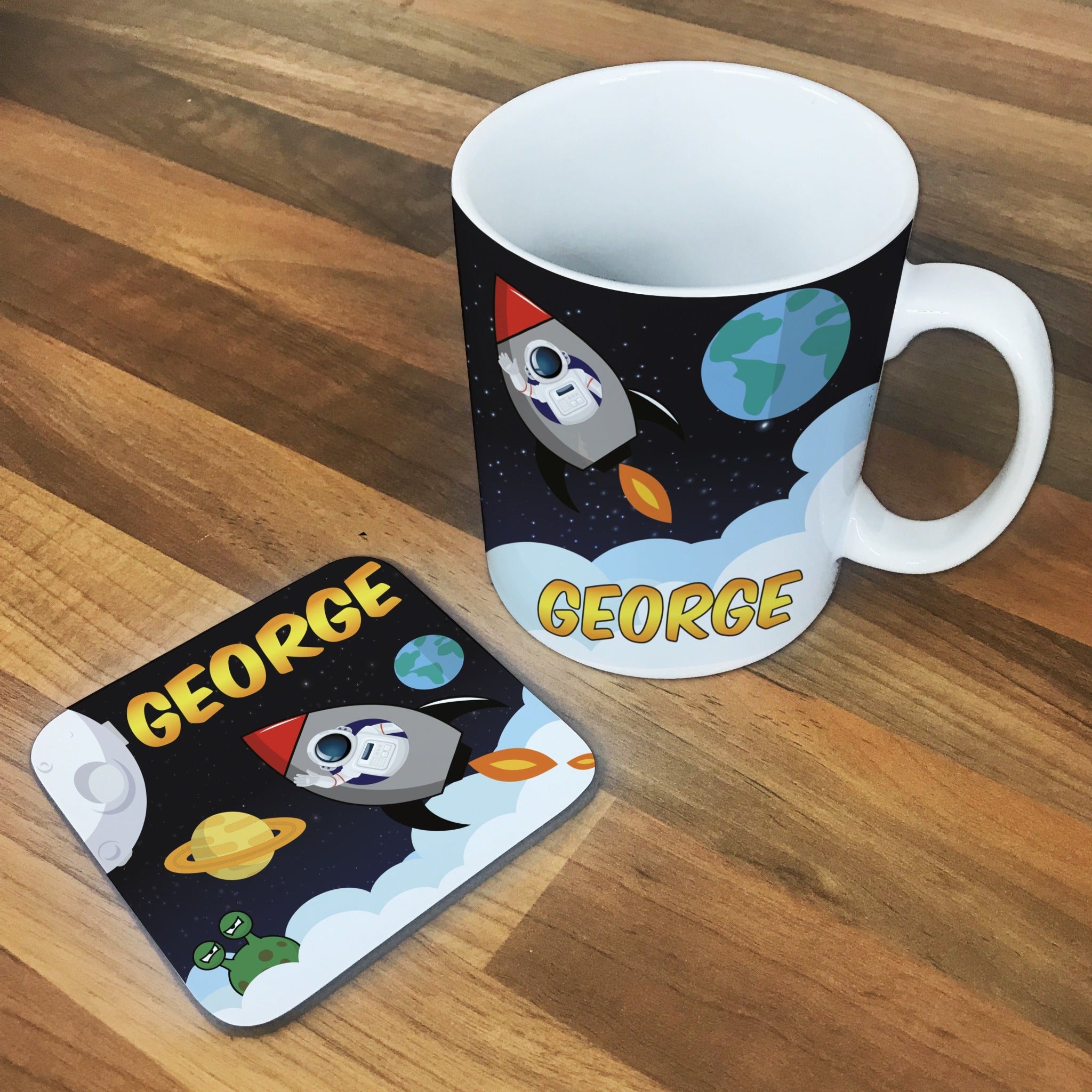 Personalised Children's Mug & Coaster Set - Space
