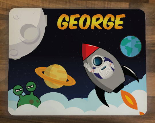 Personalised Kids Hardboard Placemat and Coaster Set Space Design