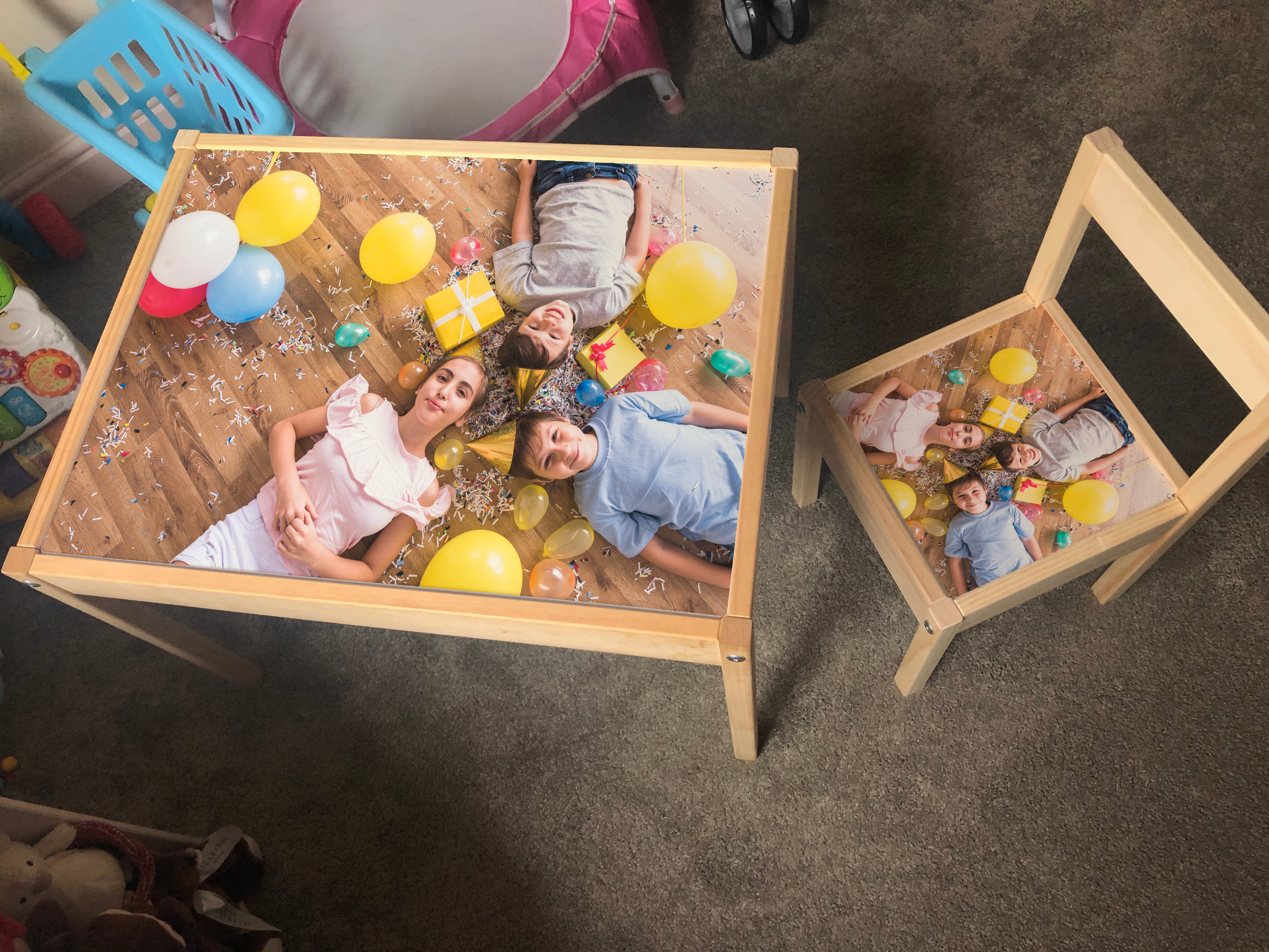 Personalised Children's Ikea LATT Wooden Table and 1 Chair Printed with any photos of your choice