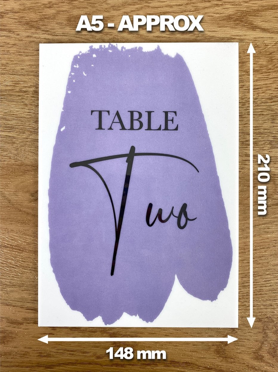 Personalised A5 Perspex Wedding & Events Table Number - Pack of 1