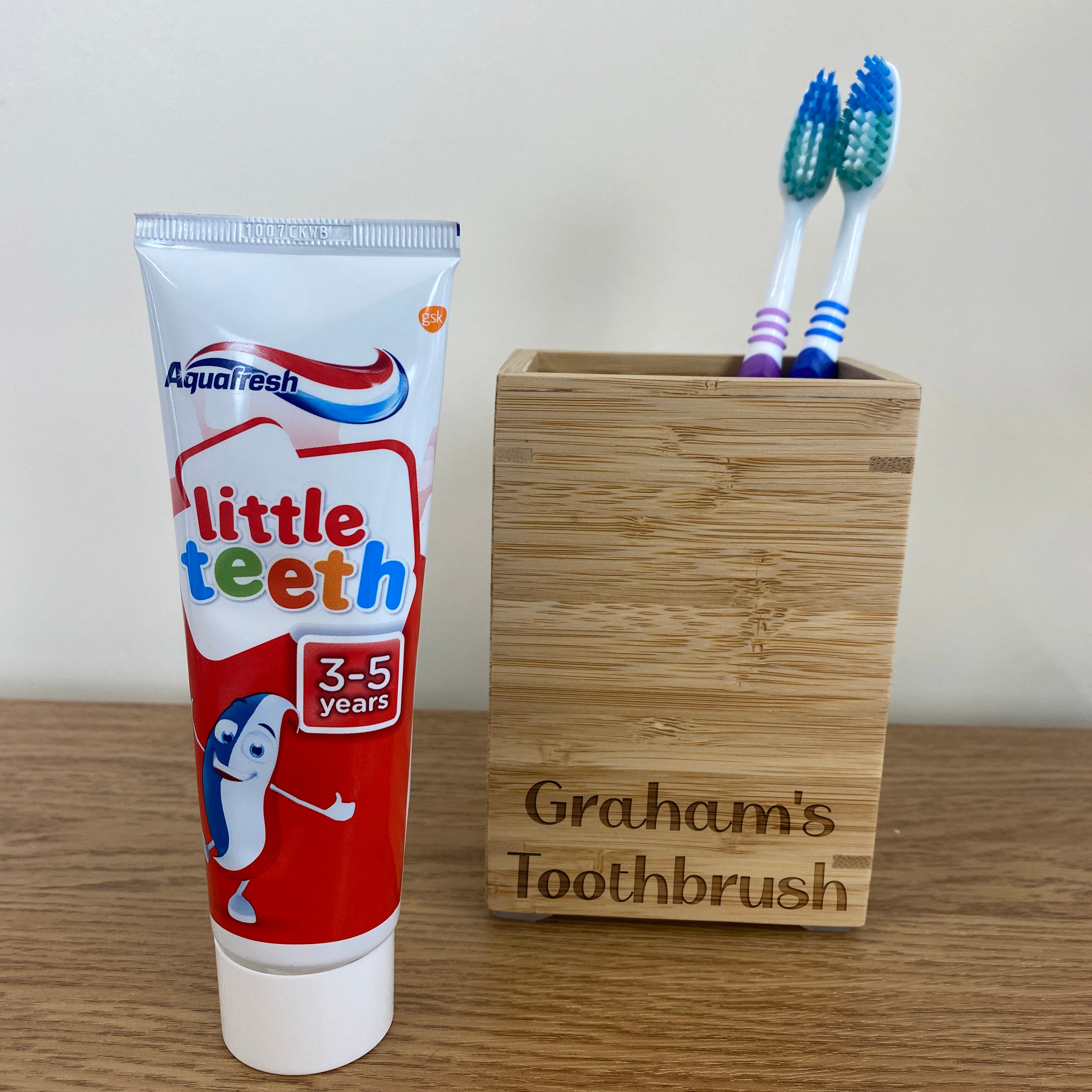 Personalised Engraved Sustainable Bamboo Toothbrush Holder