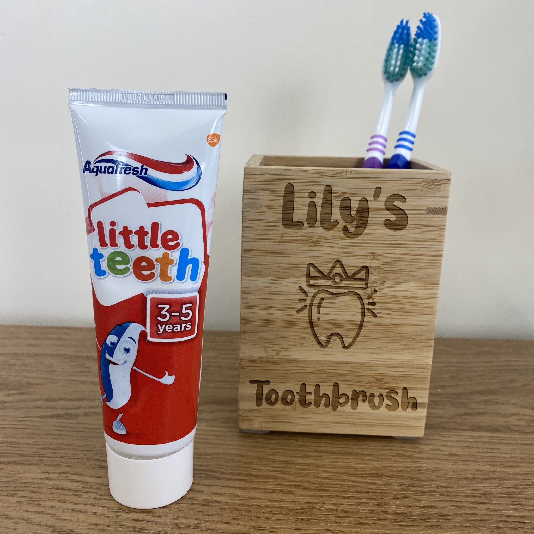 Personalised Engraved Sustainable Bamboo Toothbrush Holder