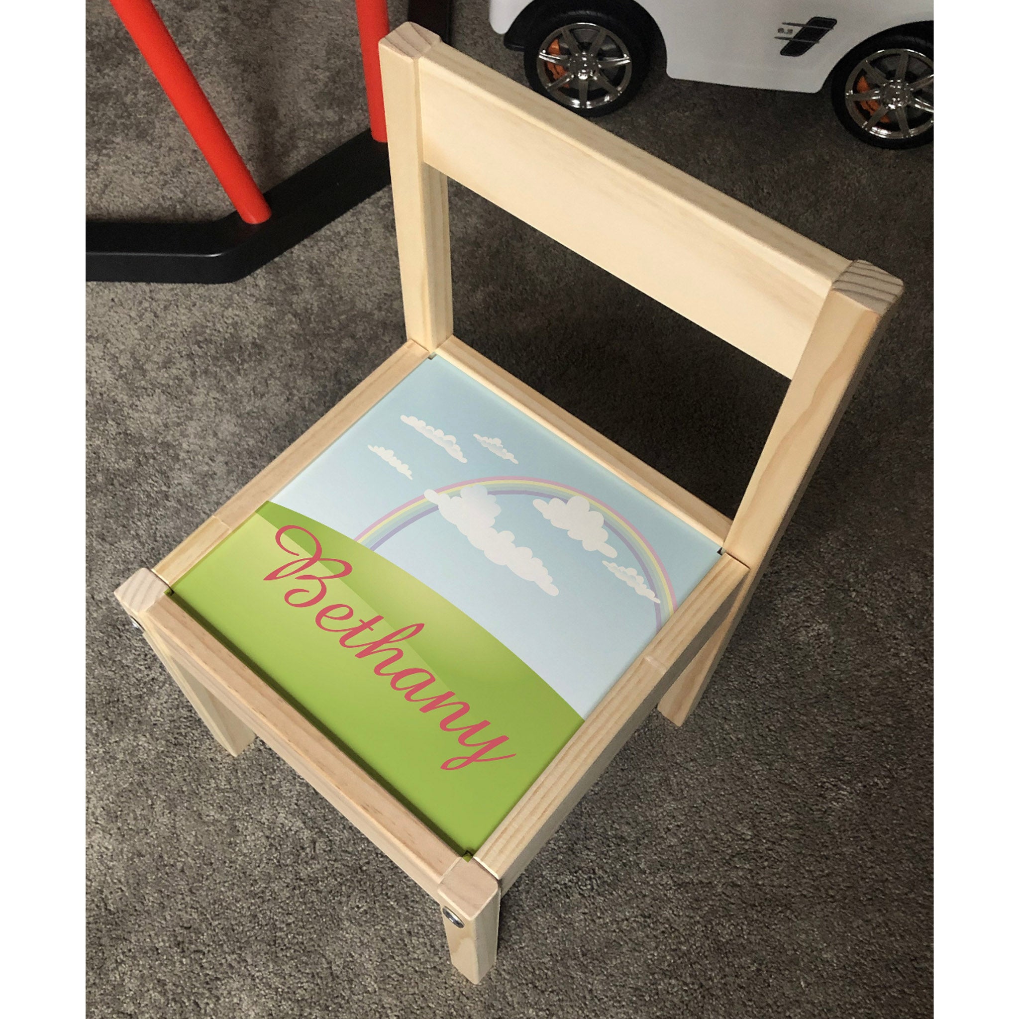 Personalised Children's Table and 4 Chairs Printed Unicorn Fairytale Design