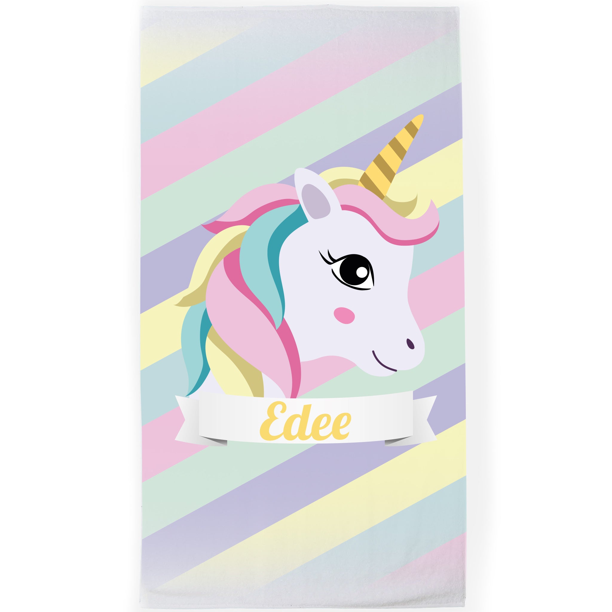Personalised Children's Towel Striped Unicorn