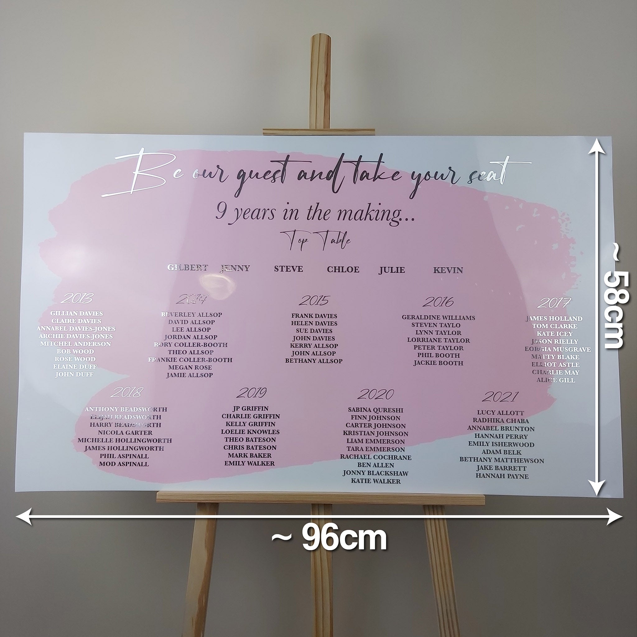 Personalised Perspex Wedding Table Plan Sign