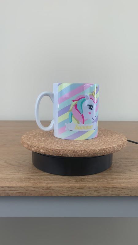 Children's Striped Unicorn Design 10oz Ceramic Mug