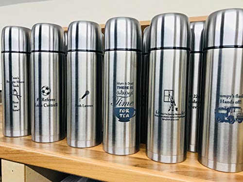 Personalised Tea/coffee Steel Insulted Vacuum 1L Flask Engrave with Name Font Text Image or Logo of Your Choice Gift for Loved Ones Birthday