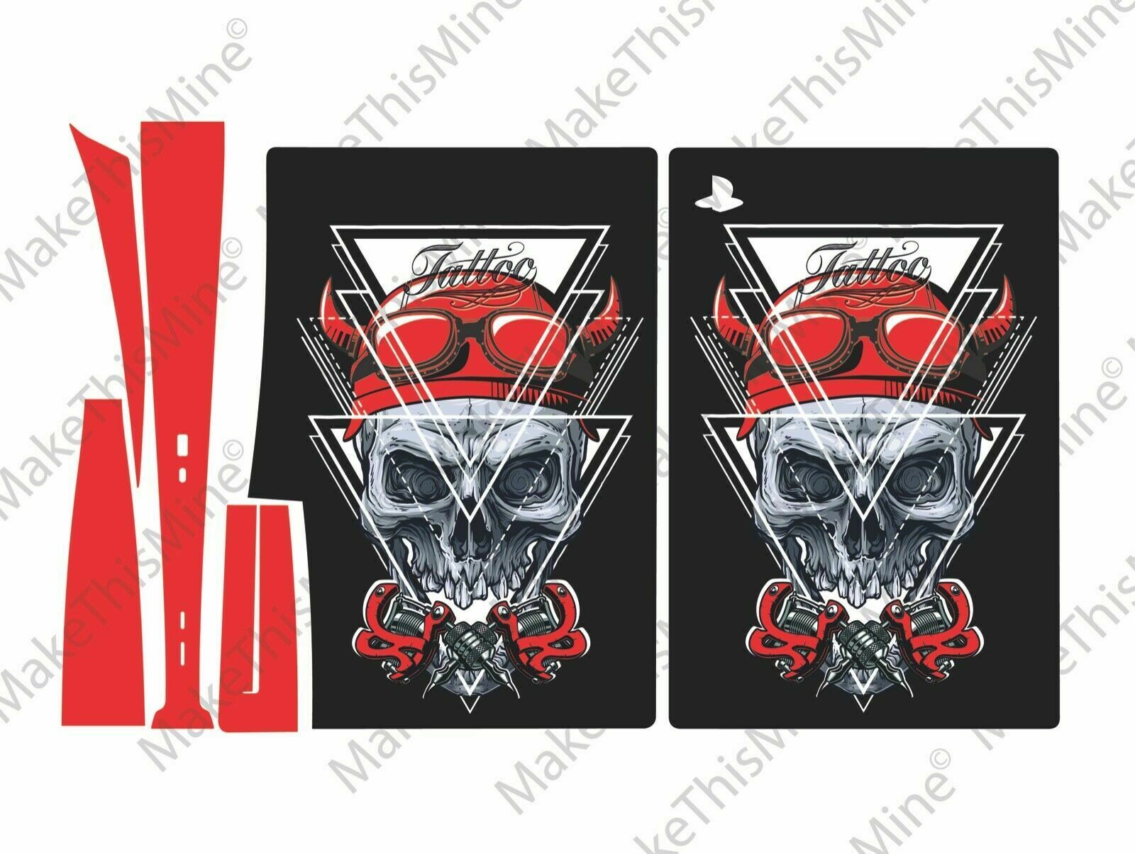 PS5 Tattoo Skull Personalised Console Vinyl Sticker