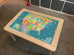 Kids USA Map Table Top STICKER ONLY Compatible with IKEA Flisat Tables