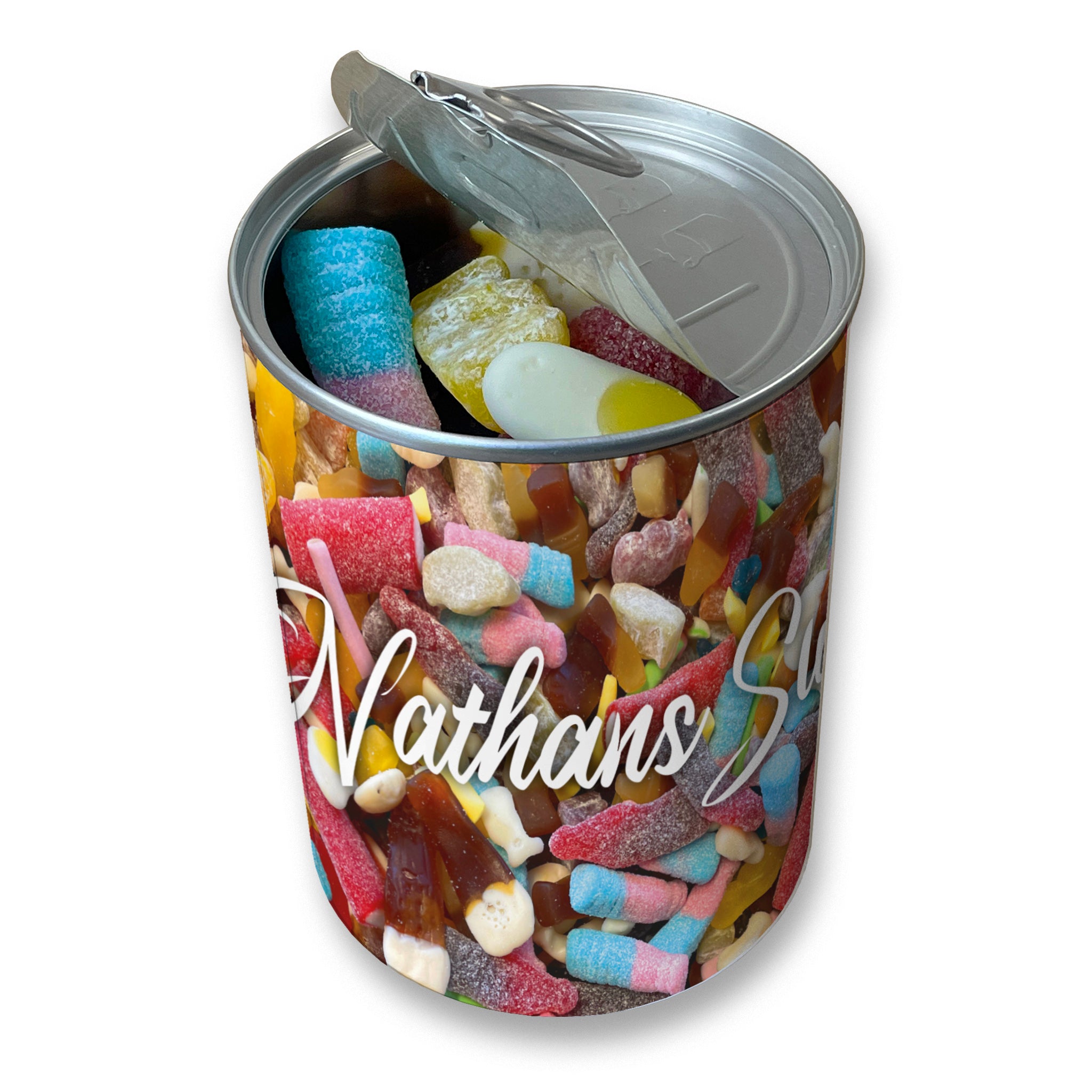 Personalised Pick & Mix Sweets Tin Can with Mixed Sweets Design