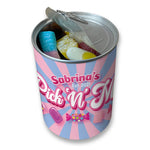 Personalised Pick & Mix Sweets Tin Can with Pink Swirl Design