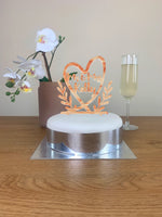 Personalised Perspex Heart Wreath Groom Wedding Cake Topper