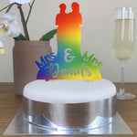 Personalised Perspex Mrs and Mrs Silhouette Pride Wedding Cake Topper