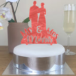 Personalised Perspex Mr and Mrs Silhouette Wedding Cake Topper