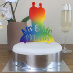 Personalised Perspex Mr and Mr Silhouette Pride Wedding Cake Topper