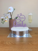 Personalised Perspex Mrs and Mrs Rings Pride Wedding Cake Topper