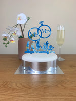 Personalised Perspex Mr and Mrs Rings Wedding Cake Topper